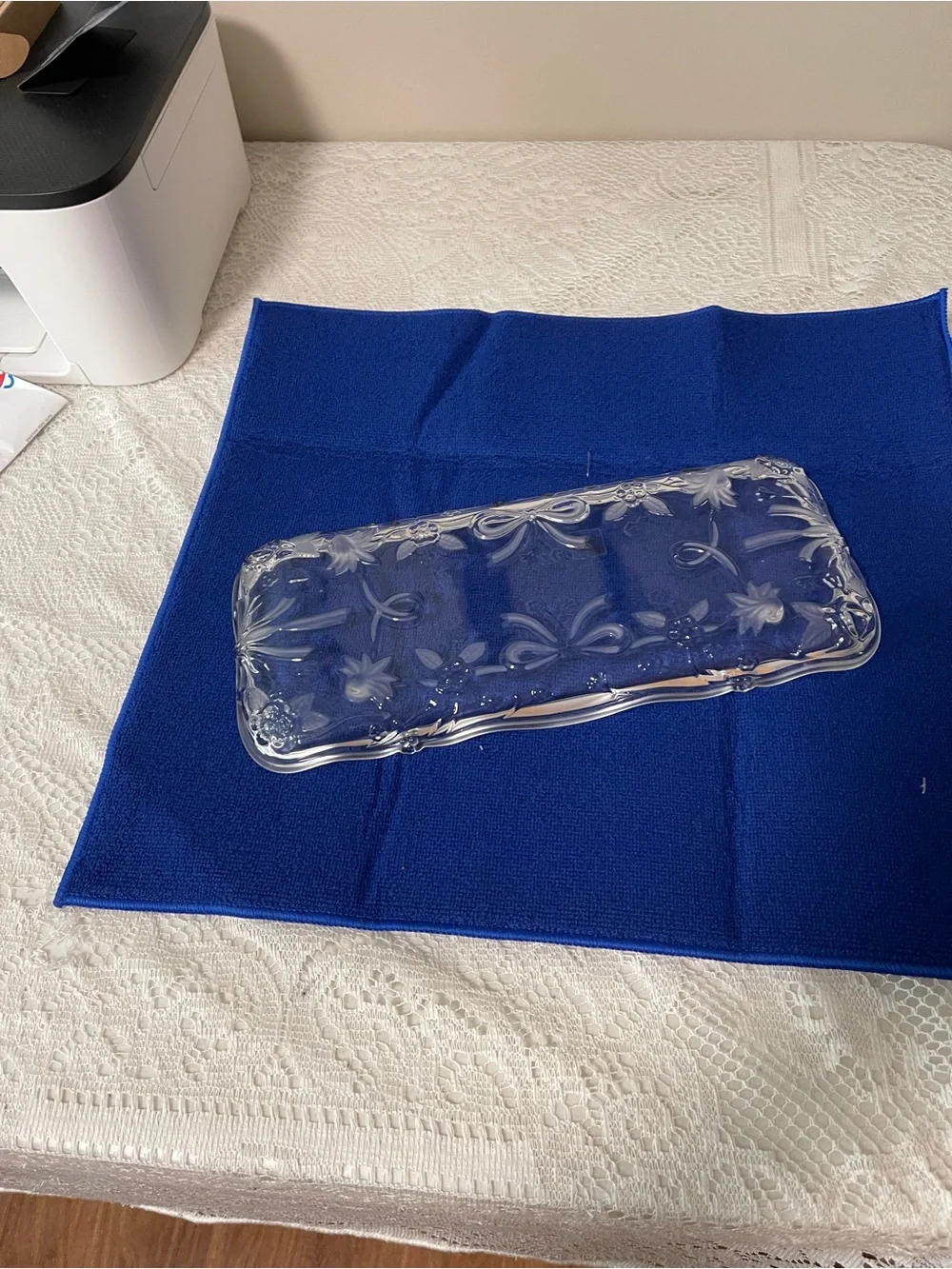 Mikasa Clear Floral Glass Vanity Tray